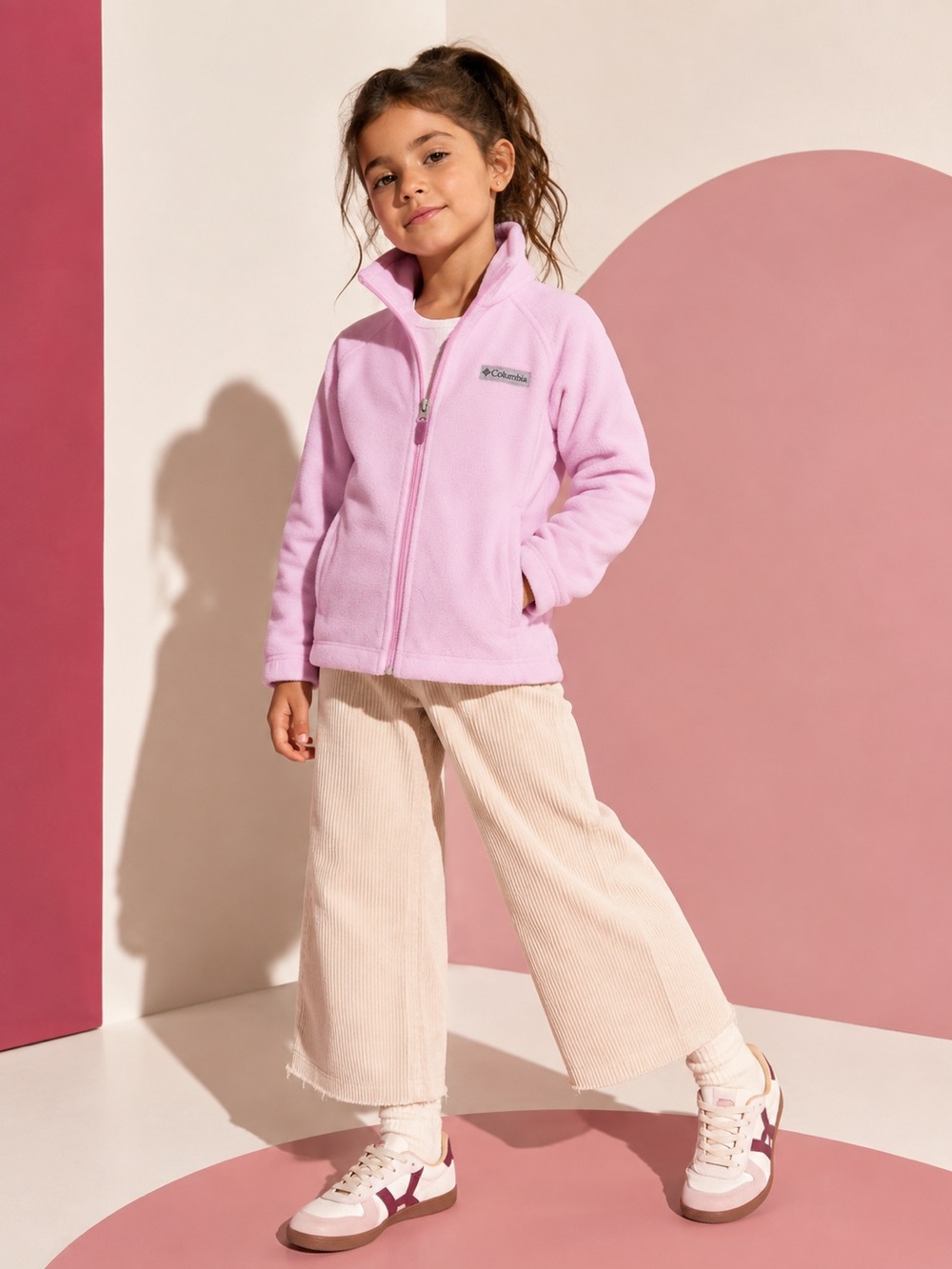 Columbia Light Pink Fleece Jacket Logo Patch Size 6/6X